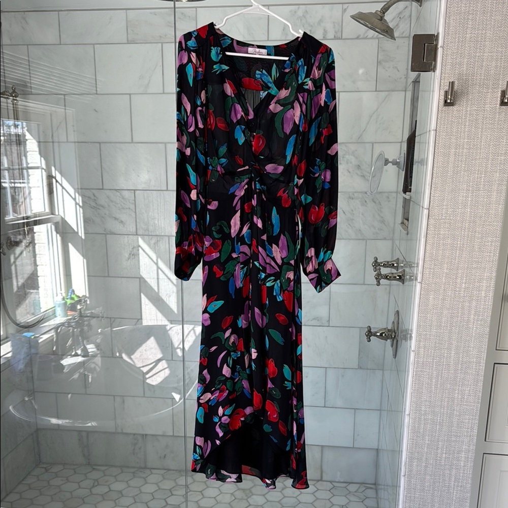 Parker Floral Long Sleeve Dress with V Neck for Wedding Guest